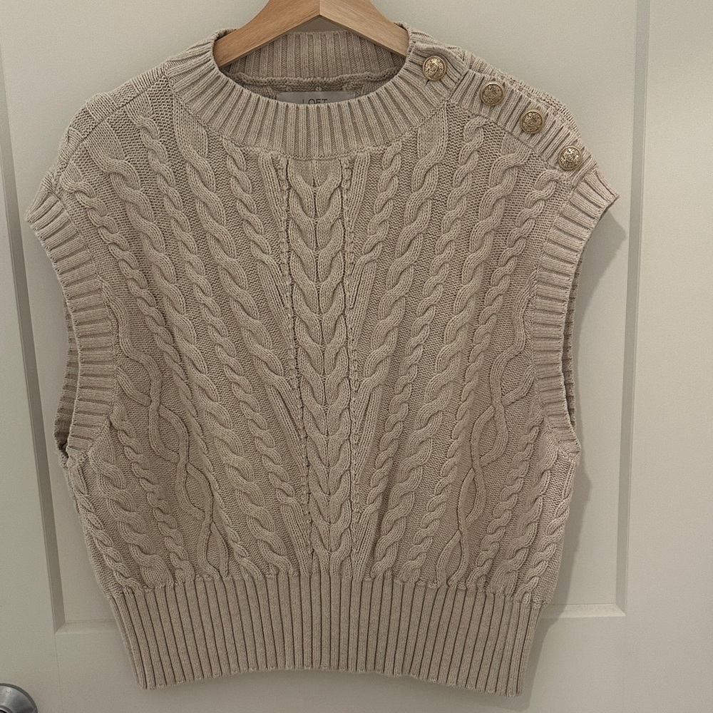 Cable Knit Beige Sweater Vest